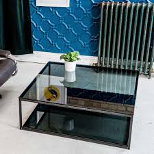 View the stylish karity collection of modern & contemporary glass coffee tables online. Cubic Industrial Glass Coffee Table With Shelf Klarity Glass Furniture