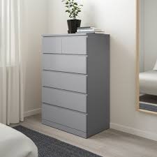 Pippa #1 o'verlays kit fits ikea malm 3 drawer dresser kit includes (2) 6 x 27.375 white panels and (2) 8 extensions (furniture not included) there is a 2 reveal around the outer edge of the o'verlays panel to the edge of the drawer face on the top. Malm 6 Drawer Dresser Gray Stained 31 1 2x48 3 8 Ikea