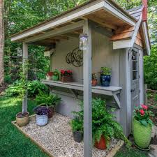 Blogger donna's backyard shed serves as a storage place for wood, so she added a large potting bench for a work space and hung an old rake for holding tools and plants. 75 Beautiful Shed Pictures Ideas July 2021 Houzz