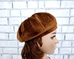 Vintage Kangol England Beret: Fuzzy Brown Beanie With Grosgrain Bow