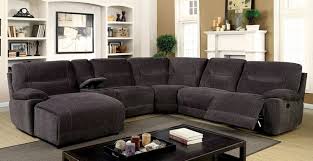 Cm6853 6 Pc Zuben Gray Chenille Fabric Sectional Sofa With Recliner And Chaise Sectional Sofa With Recliner Fabric Sectional Sofas Sectional Sofa
