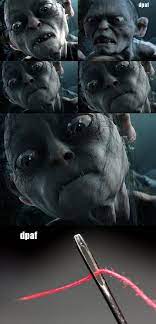 Gollum Smeagol Threading Needle Gollum Smeagol Gollum Meme Funny Cartoon