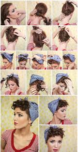 Vintage Hairstyles Curls In 2020 Bandana Hairstyles Short Scarf Hairstyles Rockabilly Hair