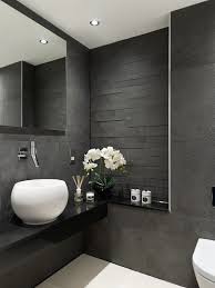 Modern Bathroom Designs Gray Tiles Black Vanity White Sink Wall Mirror Grey Bathroom Interior Modern Bathroom Design Grey Bathroom Interior