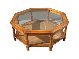 This coffee table measures 45.9 wide. Mid Century Octagon Beveled Glass Top Coffee Table Hexagon Coffee Table Coffee Table Mid Century Coffee Table