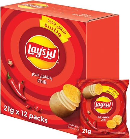 رقائق بطاطس ليز بالفلفل الحار، 21 × 12 غرام Lay's Chili Potato Chips, 21x12g