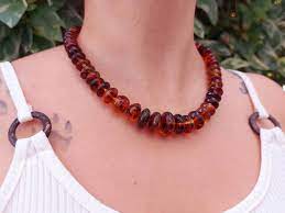 Natural Red Amber Statement Necklace Large Mexican Amber Etsy En 2021