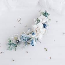 Flower Hair Comb Blue Hair Piece Bridal Hair Clip Wedding Headpiece Wedding Hair Piece Bridesmaids In 2021 Wedding Hair Clips Flowers In Hair Flower Headpiece Wedding