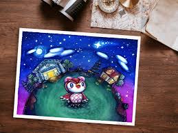 Celestial Night In A Tiny World 32 X 24 Cm Poster Starry Sky Owl Meteoroid Shooting Star Museum In 2020 How To Draw Hands Poster Starry Sky