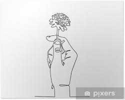 Continuous Line Drawing Of Hand Holding Dry Flower Poster Pixers We Live To Change The best programs to draw flower vectors are illustrator or photoshop, but you can save a lot of time by downloading the vectors and designs that we already have for you in vexels. continuous line drawing of hand holding dry flower poster