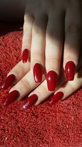 Nail care, manicure & pedicure. Wine Red Coffin Shaped Acrylic Nails Red Nails Nails Elegant Nails