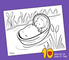 Best baby moses coloring pages from baby moses coloring sheet kids colouring sheets. Baby Moses In The Basket Coloring Page 10 Minutes Of Quality Time