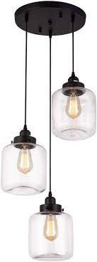 Weesalife Pendant Light With Transparent Glass Shade Matte Black 3 Lights Pend Hanging Light Fixtures Hanging Light Fixtures Kitchen Farmhouse Pendant Lighting