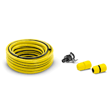 You can connect your garden hose to a pressure washer from your home's water source, but you'll need a second that runs from the pressure washer to the pressure spray gun. Water Supply Hose Set Karcher International