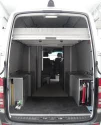 Interior Of Peter S Super High Roof Sprinter Camper Van Showing The Electric Bed In Raised Position Camper Van Sprinter Camper Mercedes Sprinter Camper