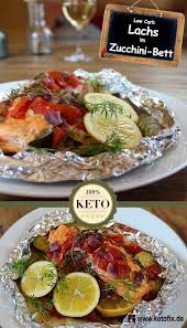 Low Carb Lachs Im Zucchini Bett Rezepte Aus Dem Backofen Ketomeals Rezept Rezepte Lachs Rezept Low Carb Lachs