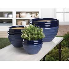 Made from unbreakable resin clay, these flower pots create a natural environment for your plants to thrive. Large Blue Garden Pots Target