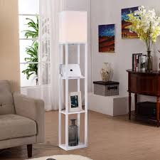 Black floor lamp etagere organizer storage shelf with 2 usb charging ports, 1 charging outlet and linen shade Brightech Maxwell Usb Led Shelf Floor Lamp For Living Rooms Bedrooms Usb Ports Electric Outlet Modern Standing Light Asian Display Shelves White Walmart Com Walmart Com