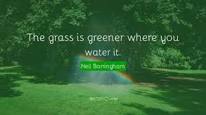 Someone might have amassed material success and fame, but that doesn't mean they're happy. Neil Barringham Quote The Grass Is Greener Where You Wa