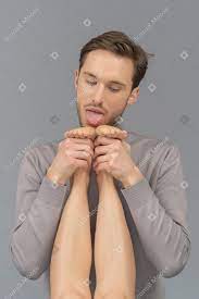 Licking girls feet