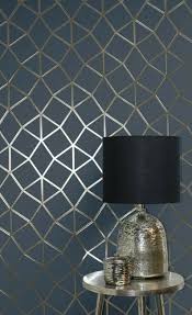 Geometric Trellis Triangles Lines Wallpaper Navy Blue Gold Etsy In 2020 Navy Wallpaper Gold Wallpaper Silver Wallpaper
