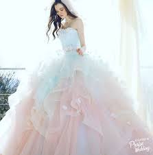 When Pink Meets Blue Adorned With Sweet Floral Details The Result Is This Obsession Worthy Kiyoko Hata Bridal Gown Pastel Wedding Dresses Wedding Dresses Romantic Gowns