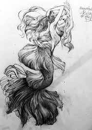 Black And White Mermaid Black And White Mermaid Sketch Manillalu Mermaid Drawings Mermaid Tattoos Mermaid Artwork