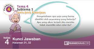 Kunci Jawaban Buku Tematik Kelas 4 Tema 4 Berbagai Pekerjaan Kurikulum 2013 Buku Kurikulum Kunci
