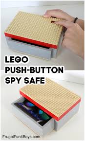 Only a key with cutouts to match the obstructions will be able to turn freely in the lock and open the latch. Build A Lego Spy Safe Lego Puzzle Boxes Frugal Fun For Boys And Girls