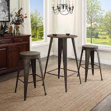 Maybe you would like to learn more about one of these? Round Bar Table Set Industrial 3 Piece Pub Table And Chairs Dining Set Kitchen Counter Height