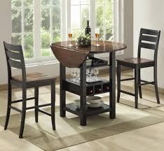 Long pub style farmhouse table set, with stools and tall benches, dark walnut top with white distressed base, tall farmhouse table set. Round Pub Table Set Ideas On Foter
