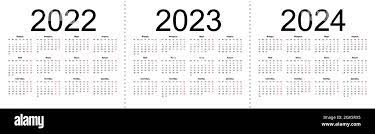 Calendrier Eag 2023 2024 Calendar Grid For 2022, 2023 And 2024 Years. Simple Horizontal Template In  Russian Language. Week Starts From Monday. Isolated Vector Illustration On  Stock Vector Image & Art - Alamy