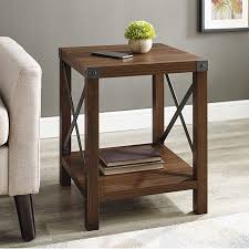 Magnolia Metal X Dark Walnut End Table By Desert Fields Walmart Com In 2020 Side Table Wood End Tables Oak End Tables