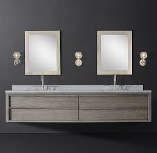Bezier Double Extra Wide Floating Vanity Calacatta Marble Top Floating Vanity Floating Bathroom Vanities Modern Vanity