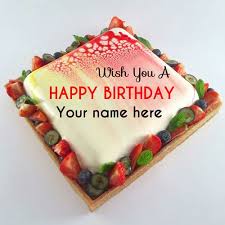 Birthday Cake For Brother With Name Editor Online Free Square Shaped Birthday Cake With Name Birthday Cake Decorated With Fruit Birthday Cake Birthday Cake For Brother Special Birthday Cakes Birthday Wishes Cake