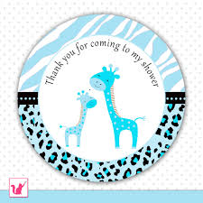 Below, we have 300 thank you tags that you can print for free! Printable Cute Blue Giraffe Thank You Tags Baby Shower Party