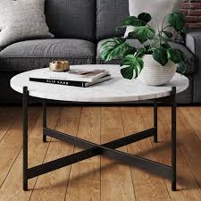 4.4 out of 5 stars 150. Nathan James Piper White Faux Marble Black Metal Frame Round Modern Living Room Coffee Table Walmart Com Walmart Com