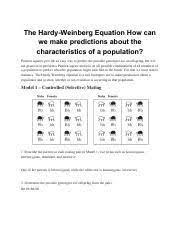 Or create a free account to download. The Hardy Weinberg Equation Pogil Pdf The Hardy Weinberg Equation How Can We Make Predictions About The Characteristics Of A Population Punnett Course Hero