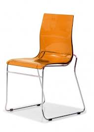 Pezzan Gel T Dining Chair Transparent Orange Stackable Dining Chairs Modern Dining Chairs Contemporary Dining Chairs