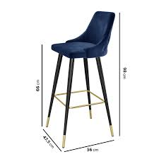 Kitchen island size for 3 stools in cm. Navy Velvet Kitchen Island Stools Set Of 3 Maddy Furniture123