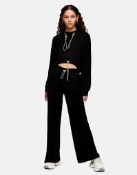 Side party jonah ribbed pants with contrasting ruffled hemline, $77.61, side party. Topshop Toggle Detail Knit Pants In Black Brown Modesens