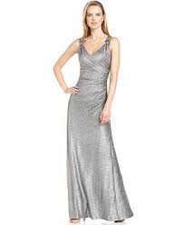 Macy S Calvin Klein Beaded Metallic Gown High Fashion Dresses Metallic Bridesmaid Dresses Fancy Dresses