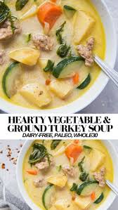 Hearty Ground Turkey Soup With Vegetables The Roasted Root Turkey Soup Ground Turkey Soup Turkey Soup Recipe