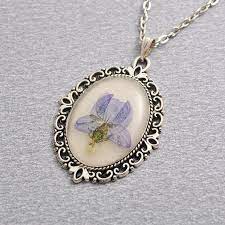 Real Flower Necklace Lilac Violet Flower Resin Pendant Pressed Flower Natural Jewelry Botanical Gift Resin Jewelry Violet Flower Nature Jewelry