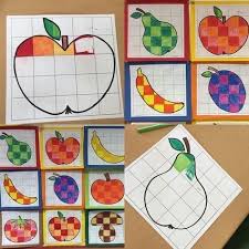 Print Out A Grid Draw A Simple Shape And Color In 2020 Elementary Art Kindergarten Art Homeschool Art