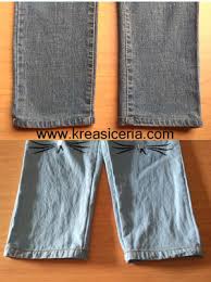 Bodynya yang aduhai hanya tertutup sepertiganya saja kalau begini. Permak Celana Jeans Dengan Cara Potong Sambung