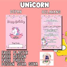 Tempalate kosong dan contoh undangan ultah anak karakter doraemon. Jual Kartu Undangan Ultah Unicorn Terbaru Lazada Co Id