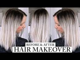Dark Roots Balayage Platinum Silver Grey Hair Before And After Youtube Dark Roots Blonde Hair Dark Roots Hair Balayage Hair Grey