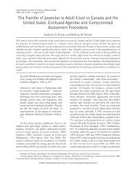 Pdf The Transfer Of Juveniles To Adult Court In Canada And The United States Confused Agendas And Compromised Assessment Procedures