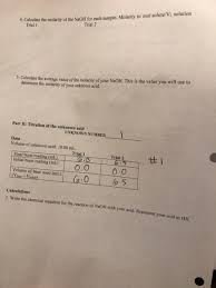 Solved 4 Calculate The Molarity Of The Naoh For Each Sam Chegg Com